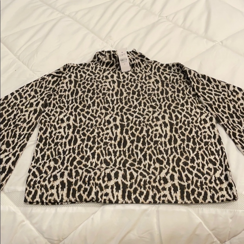 LOFT Animal print mock neck top